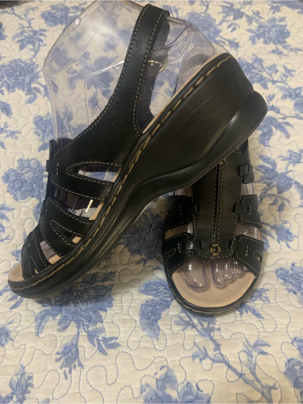 Clarks Black Leather Slingback Comfort Sandals